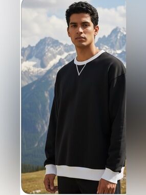 New-2XL buttery soft Long Sleeve Crewneck performance
Black & white sweatshirt